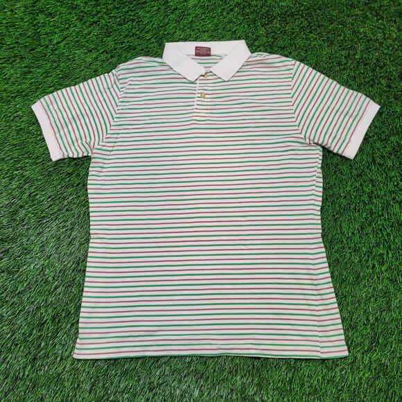 VTG 80s Chaps Ralph Lauren Striped Cotton Polo Shirt Mens Medium Chaps RL - Picture 1 of 5